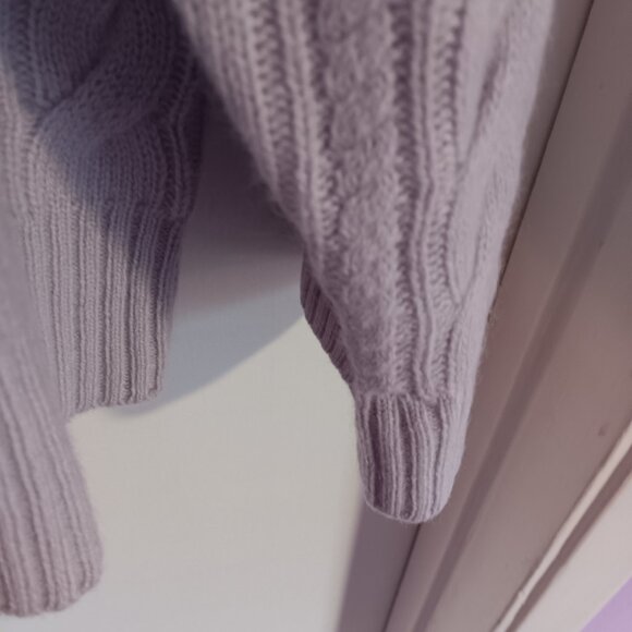 Bloomingdale's Women's Soft Lavender Crew Neck Cable Knit Sweater - Picture 4 of 6